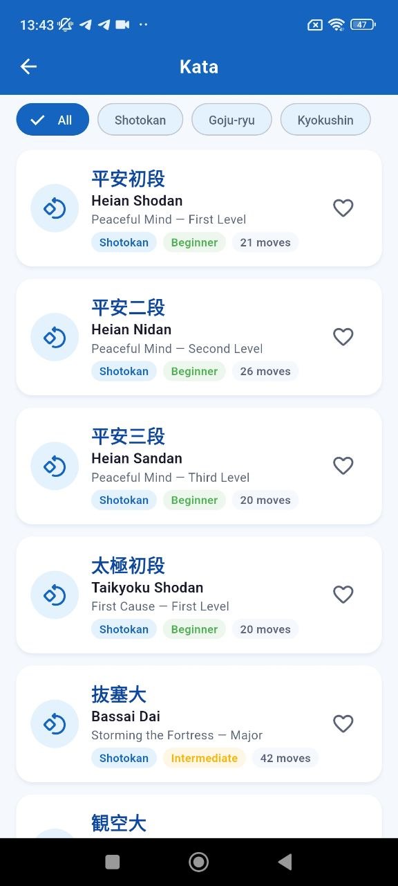 Karate techniques screen